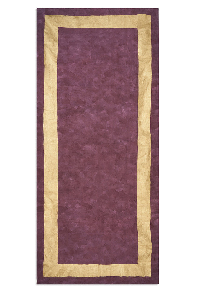 'Full Field Cornice' Linen Tablecloth in Grape Purple & Gold