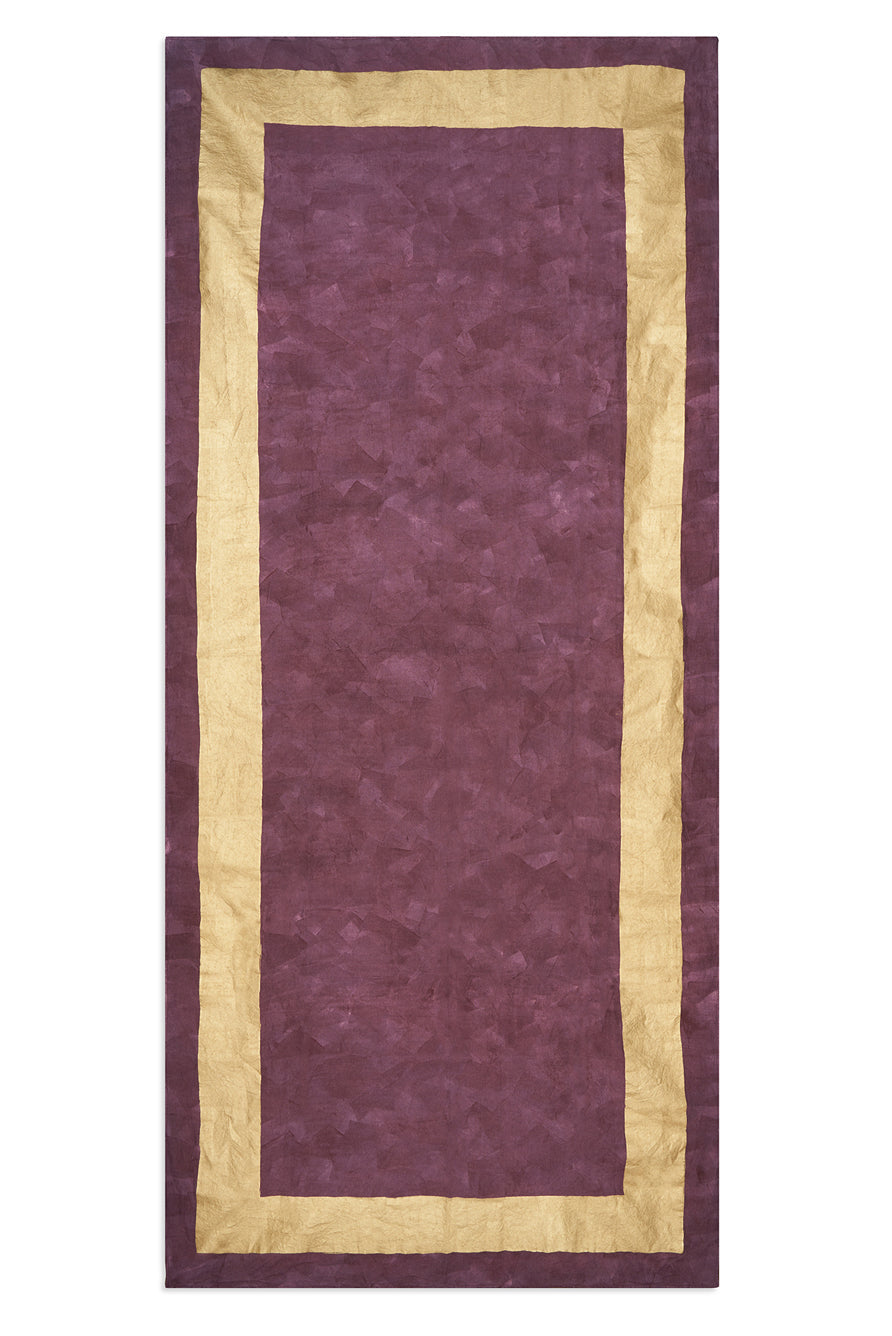 Full Field Cornice Linen Tablecloth in Grape Purple & Gold