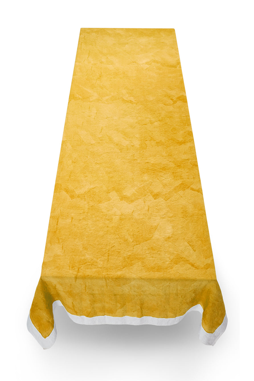 'Full Field' Linen Tablecloth in Lemon Yellow