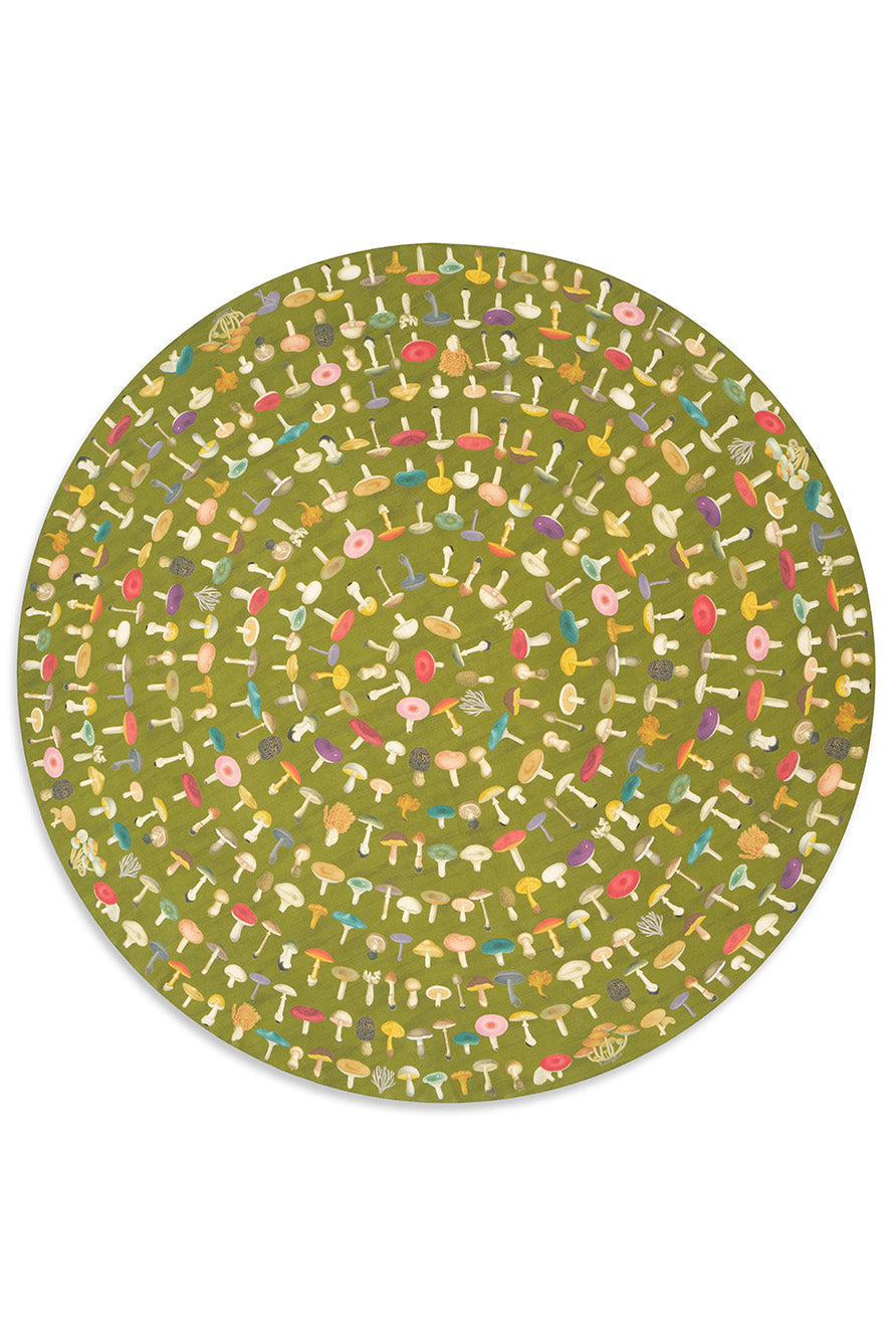 S&B x John Derian 'Green Fungi' Round Linen Tablecloth, 260cm