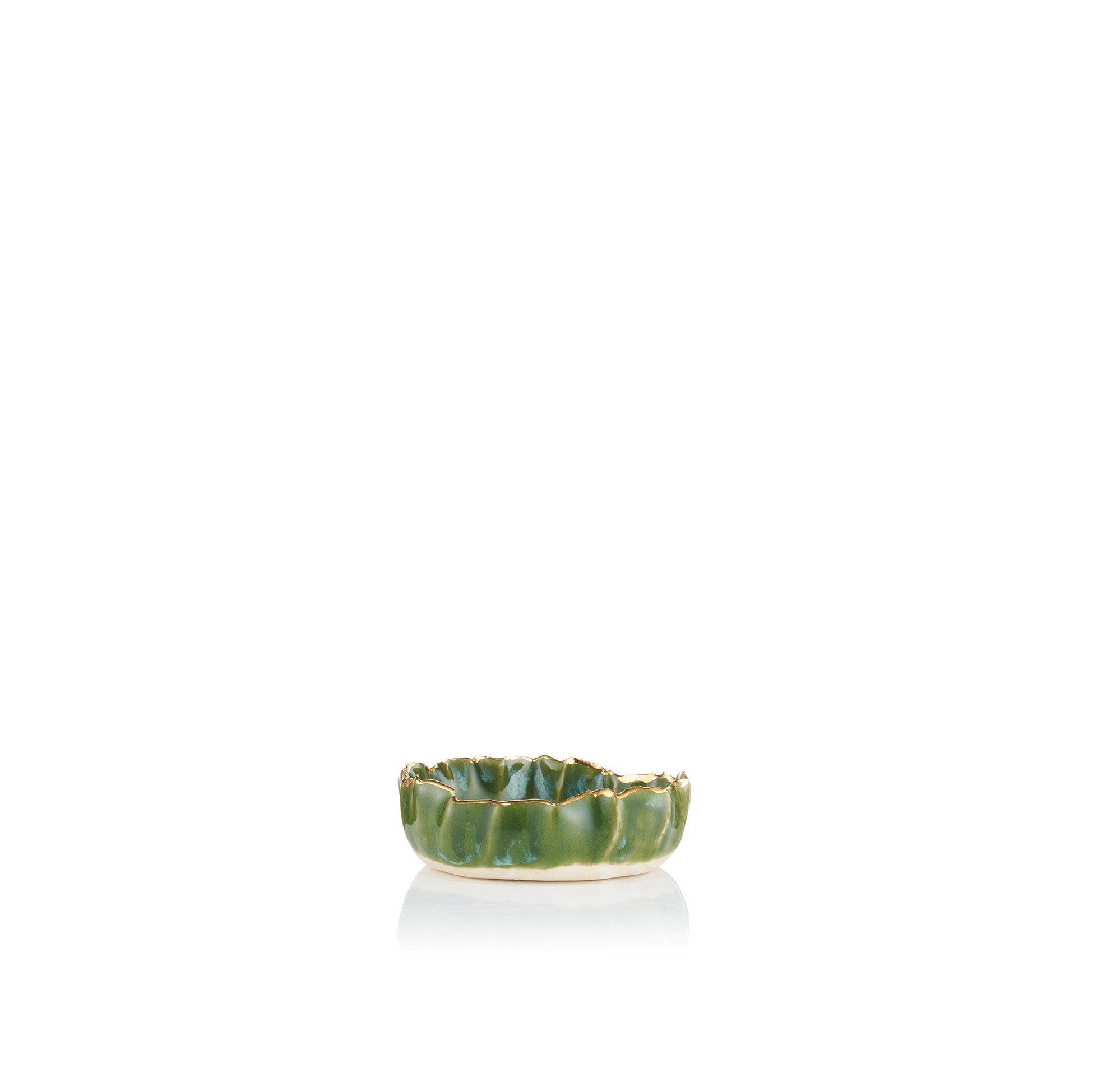 Gold Rim Green Pinch Incense Holder