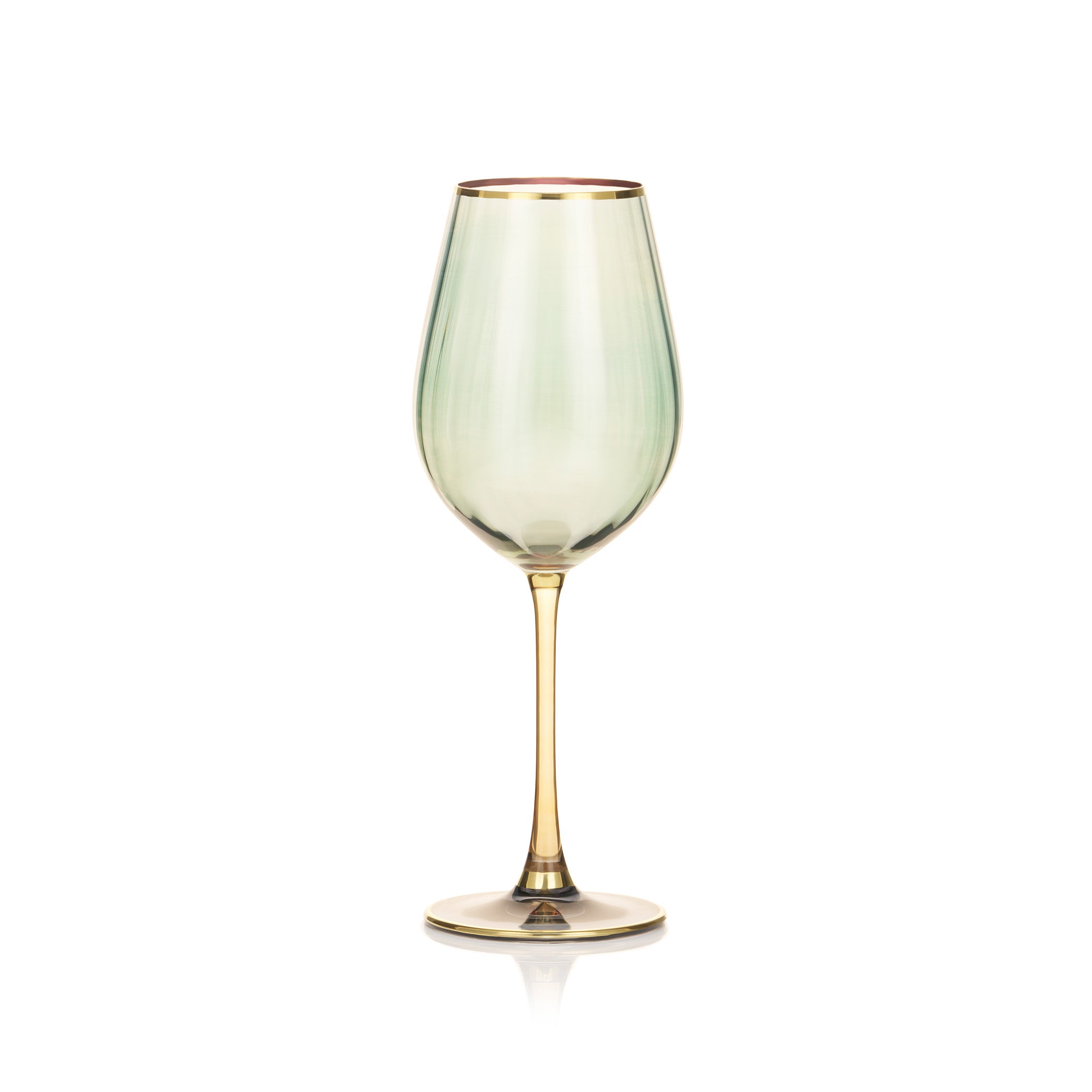 Italian Green & Amber White Wine Glass, 50cl
