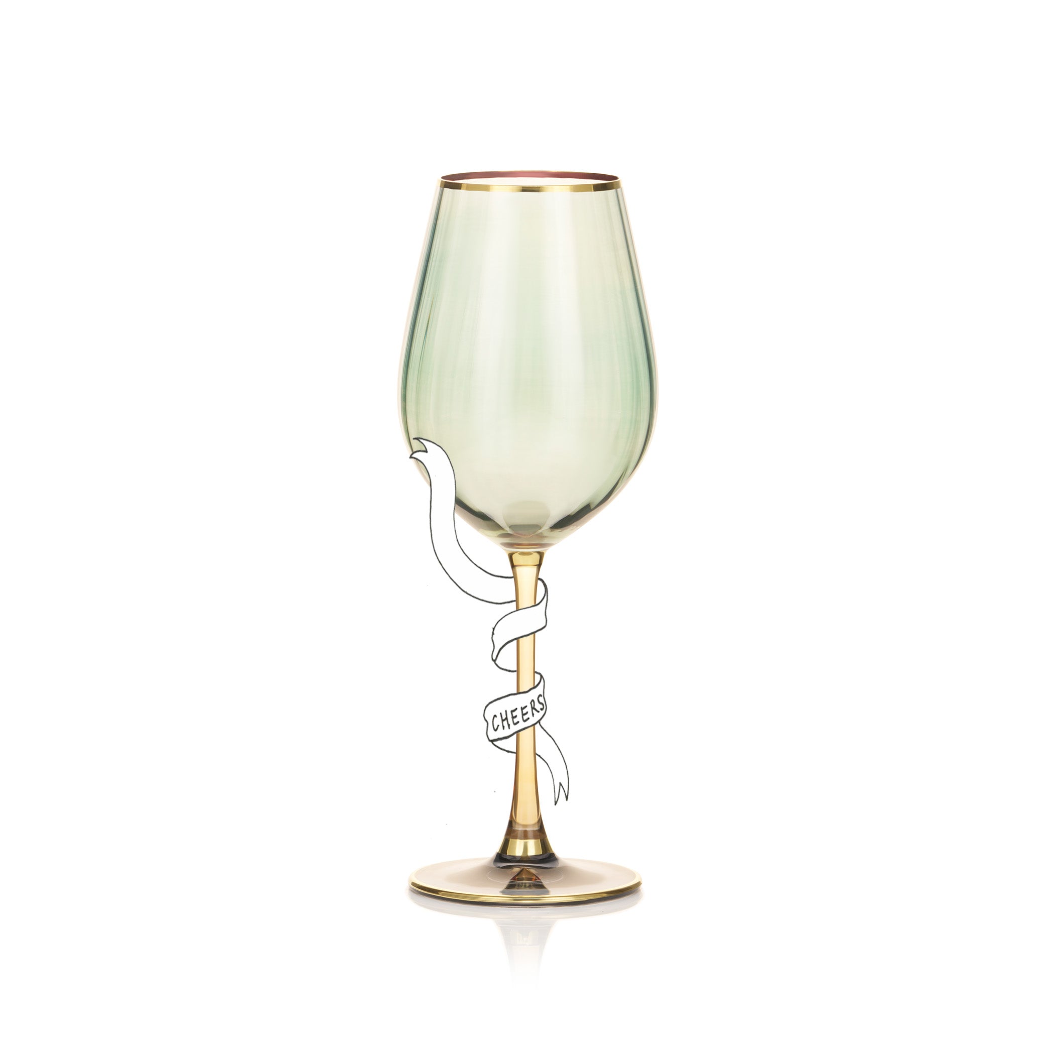 Italian Green & Amber White Wine Glass, 50cl