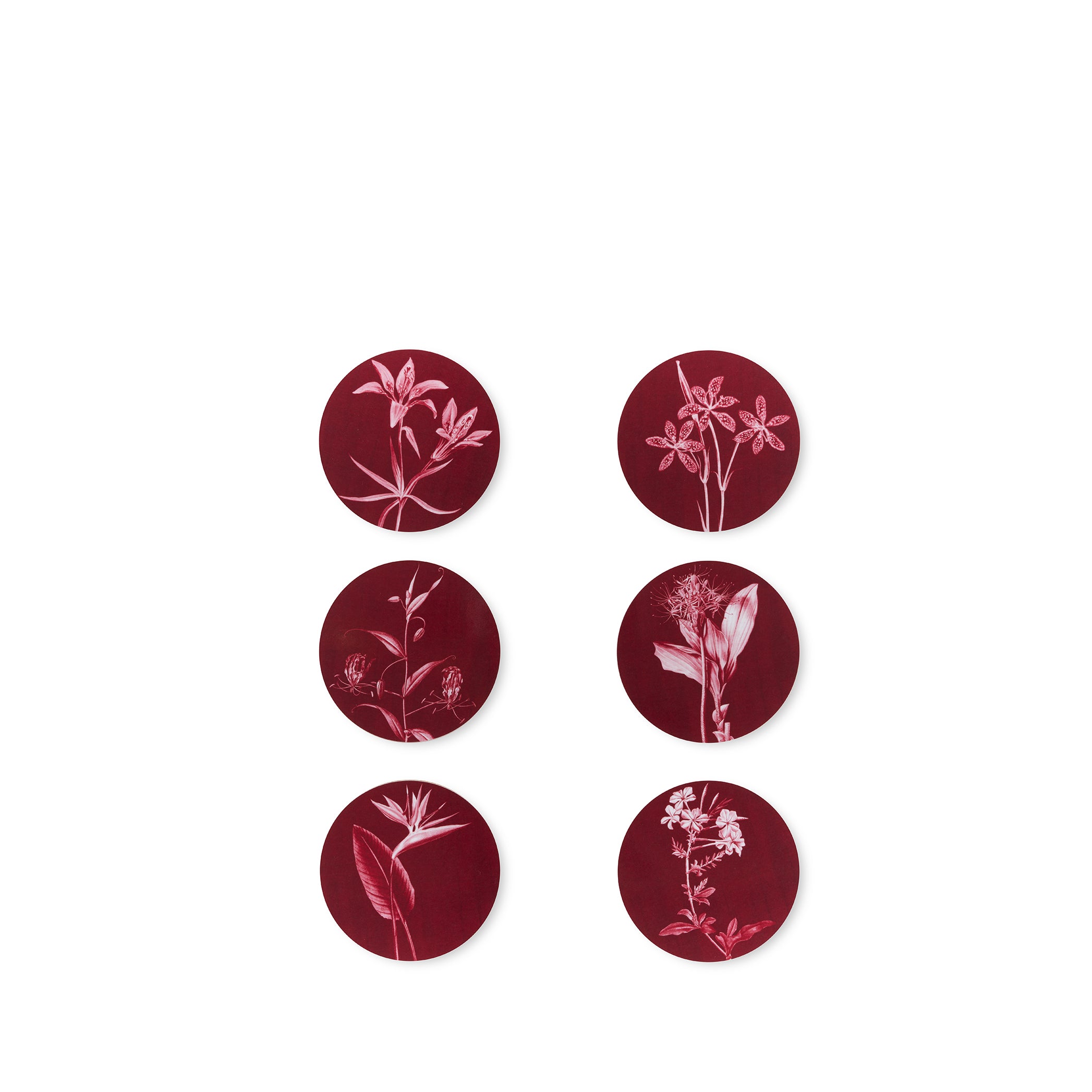 Set of Six African Flower Cork-Backed Coasters