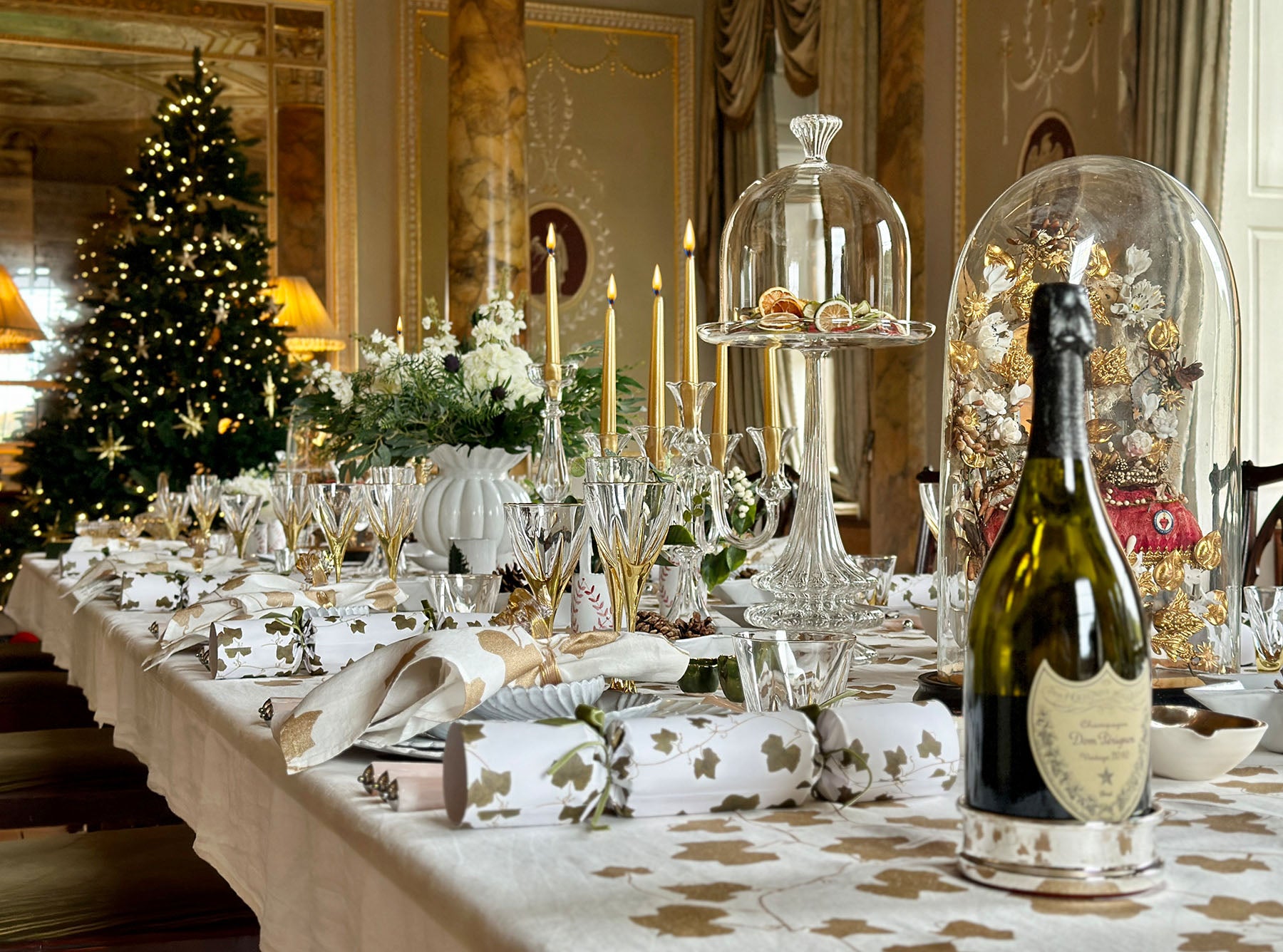 Handblown Glass Rose Napkin Ring in Gold
