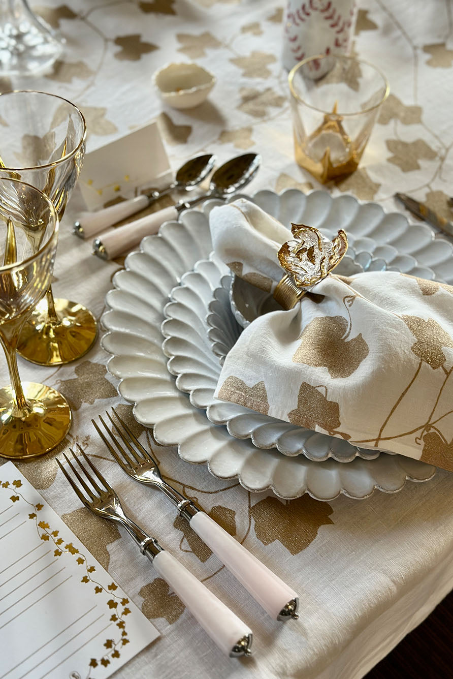 Handblown Glass Rose Napkin Ring in Gold