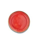 Handmade Red Ceramic Dinner Plate with 24kt Gold Rim, 27cm