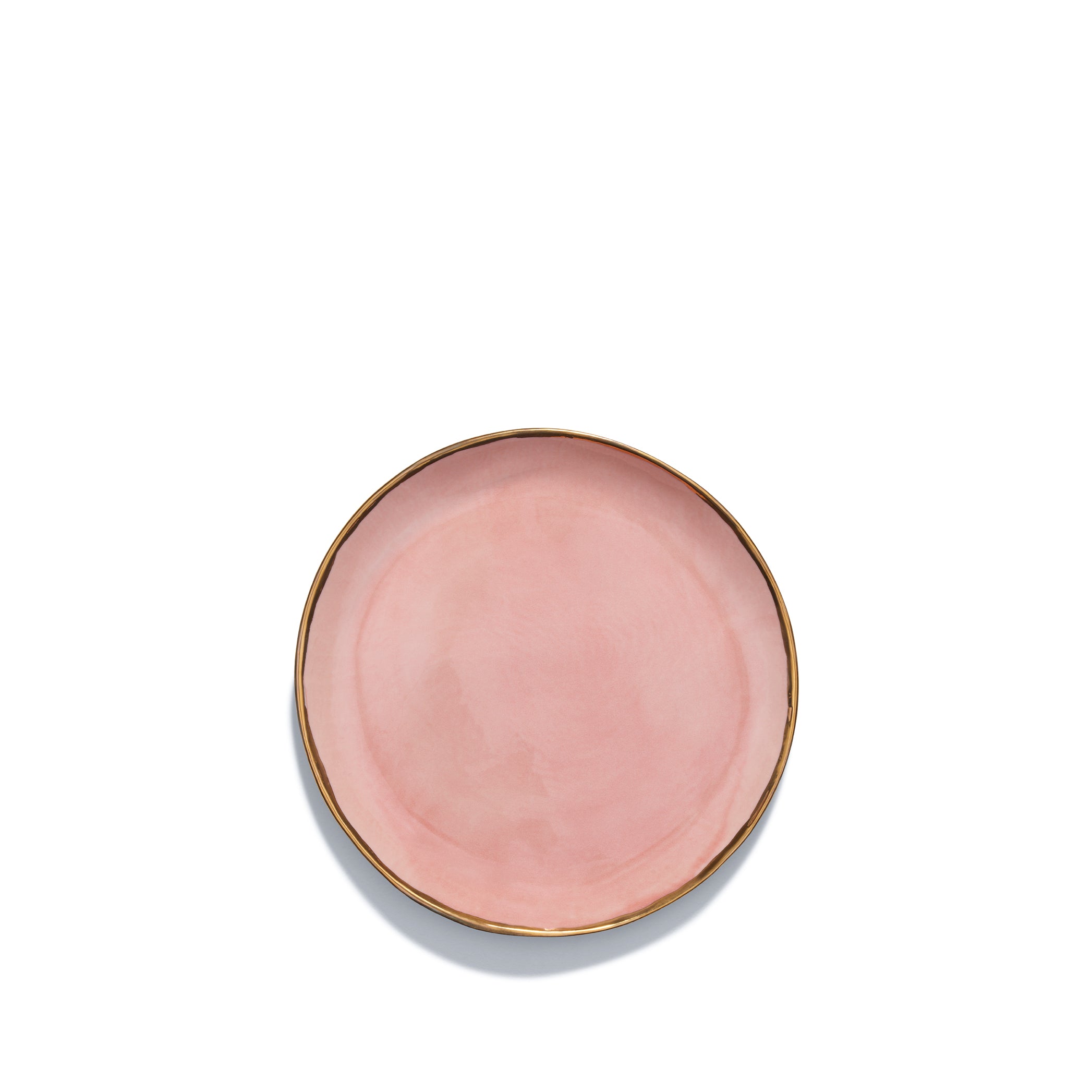 Handmade 20cm Pink Ceramic Side Plate with 24 Carat Gold Rim