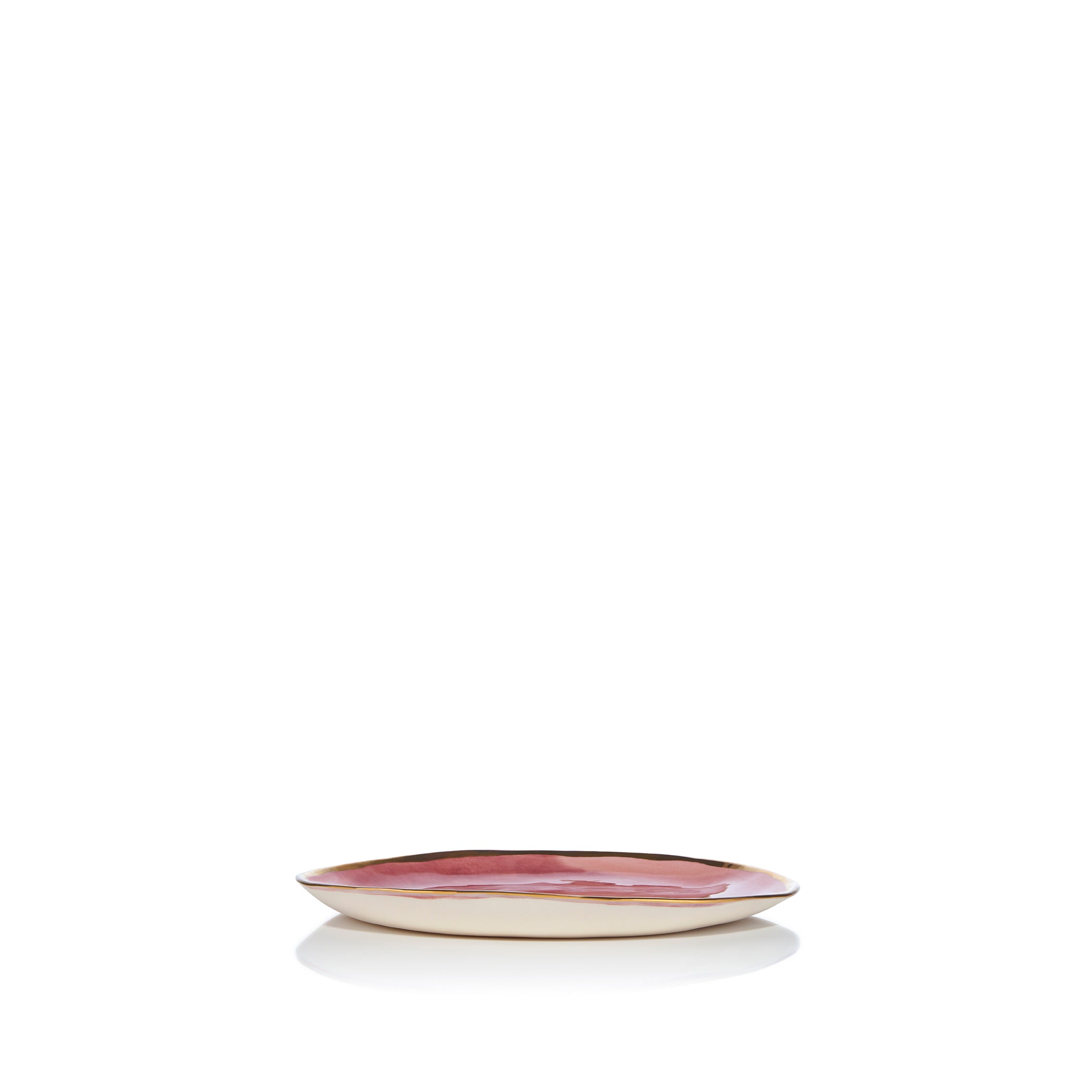 Handmade Prune Ceramic Side Plate with 24kt Gold Rim, 20cm