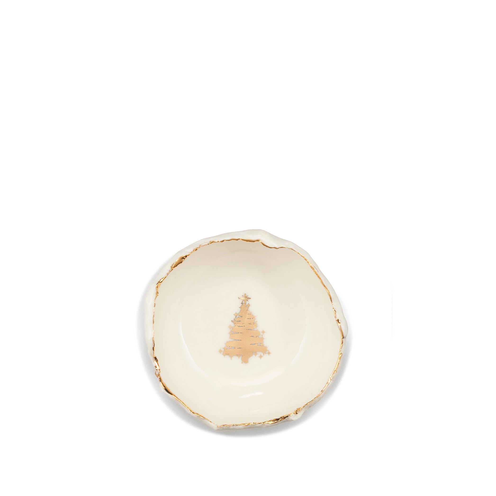 HB Jagged Bowl with Gold Christmas Tree, 7cm (ASSORTED)