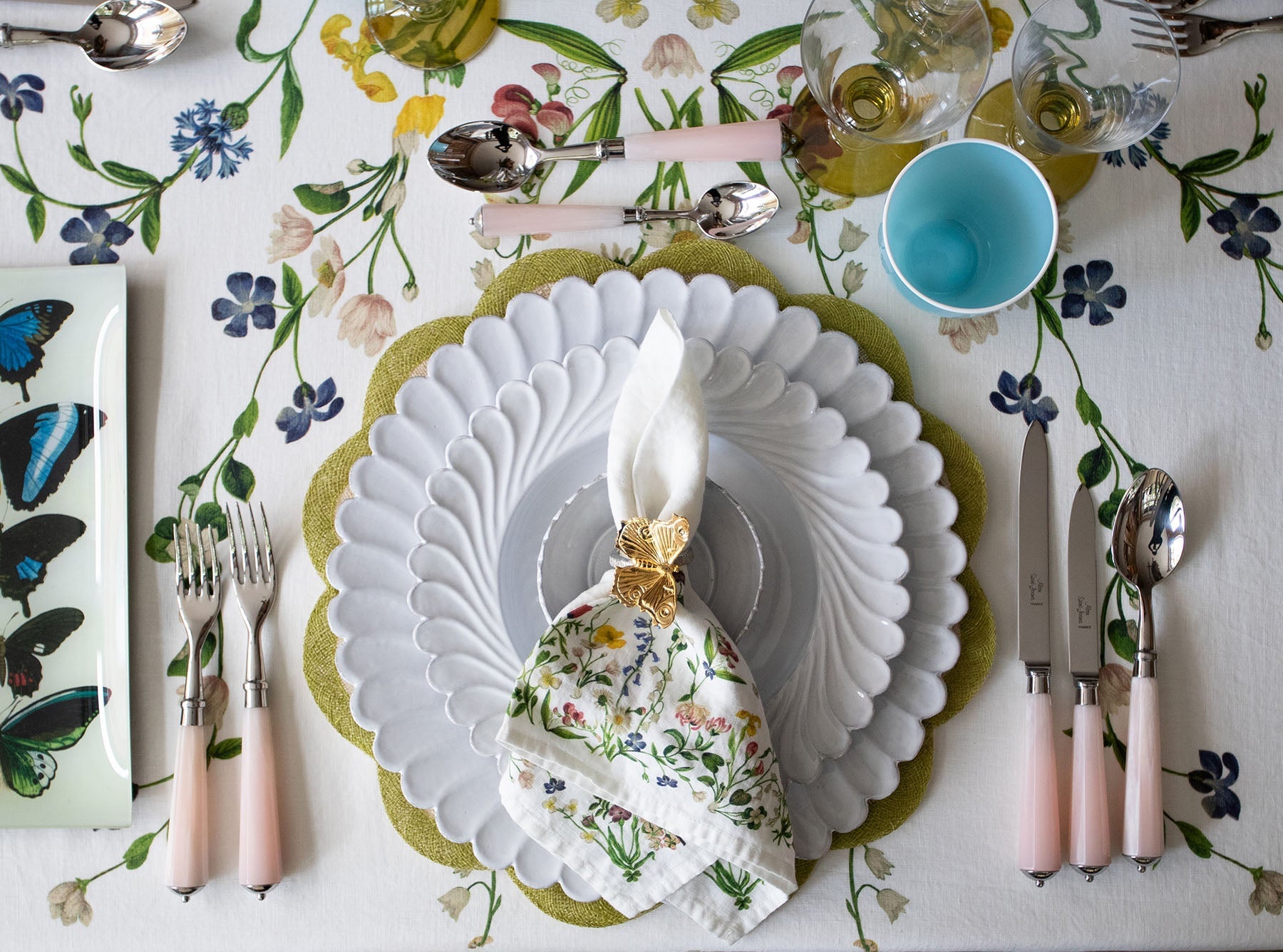 Butterfly Pewter Napkin Ring in Gold & Silver