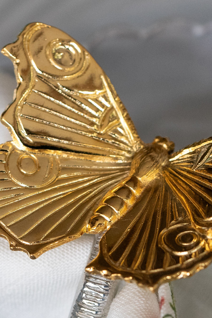 Butterfly Pewter Napkin Ring in Gold & Silver