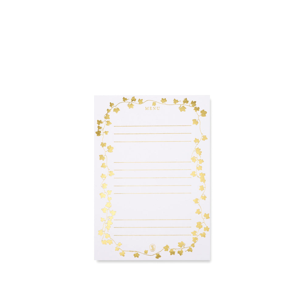 'Ivy' Table Menu in Gold, Set of 12