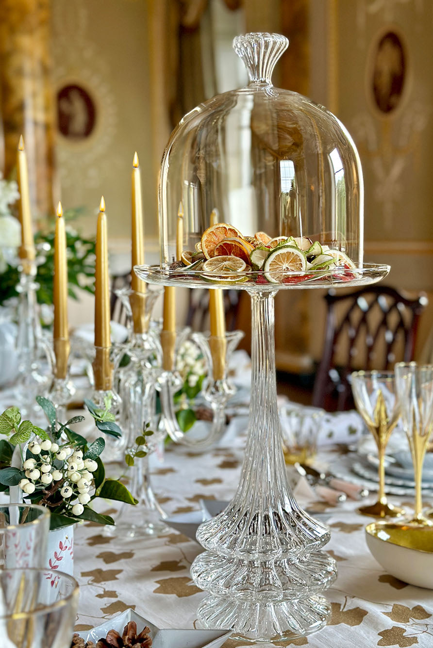'Ivy' Screen Printed Linen Tablecloth in Gold