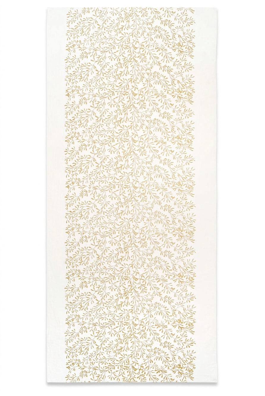 Gold & Silver 'Mistletoe' Screen Printed Linen Tablecloth