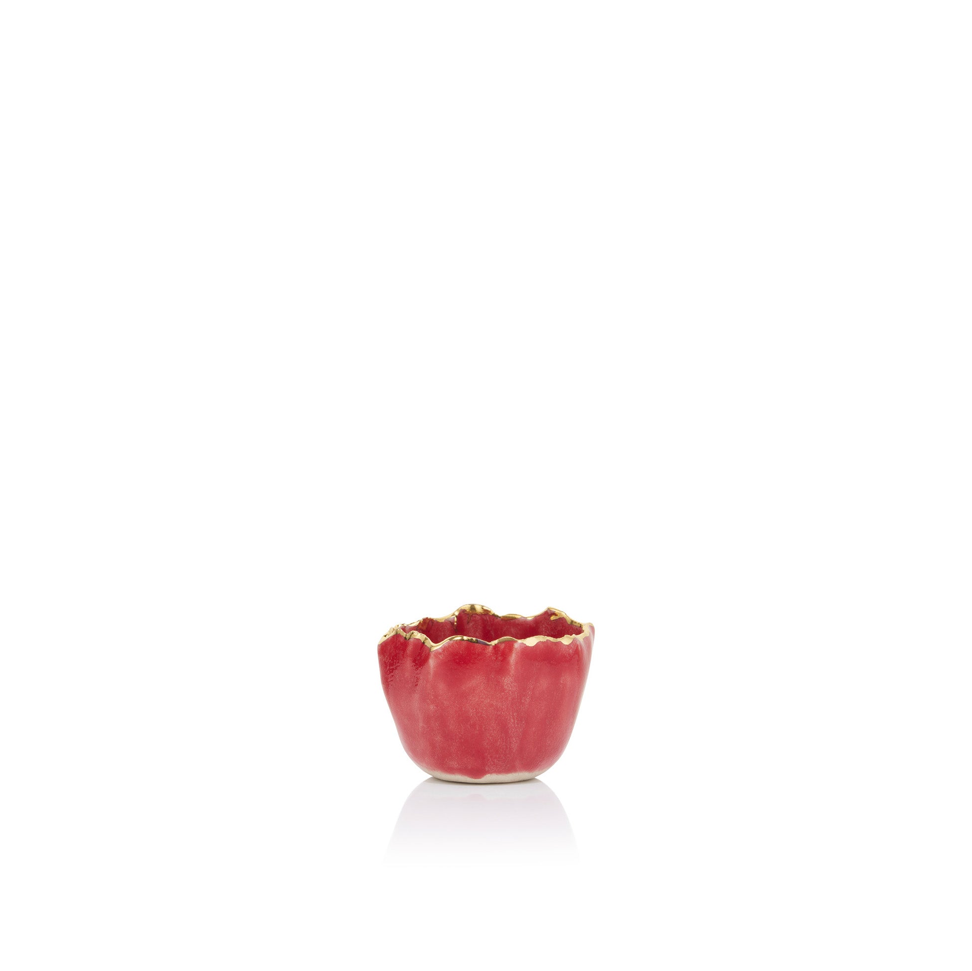Gold Rim Burgundy Pinch Pot, 5cm