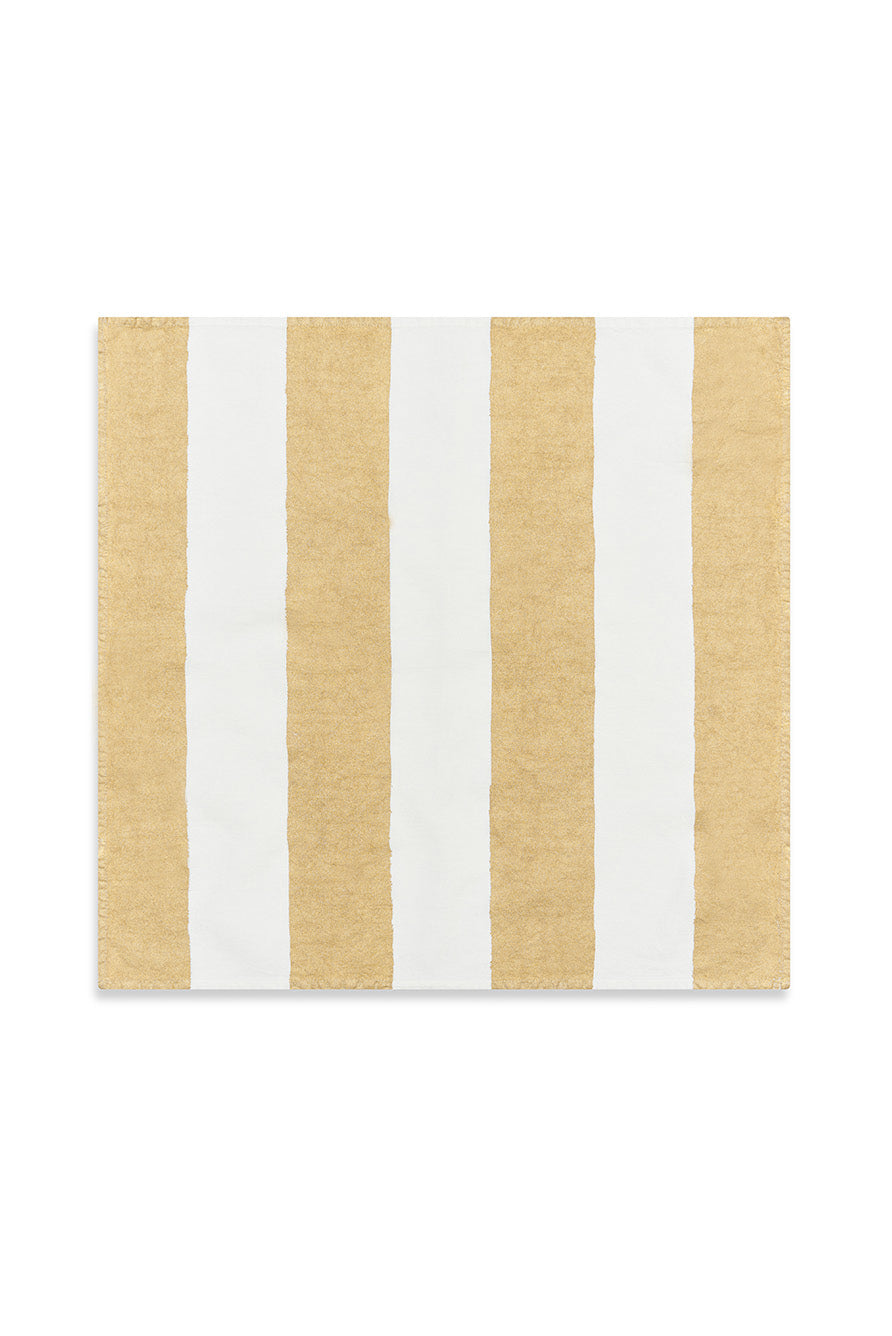 'Stripe' Screen Printed Linen Napkin in Gold, 50x50cm