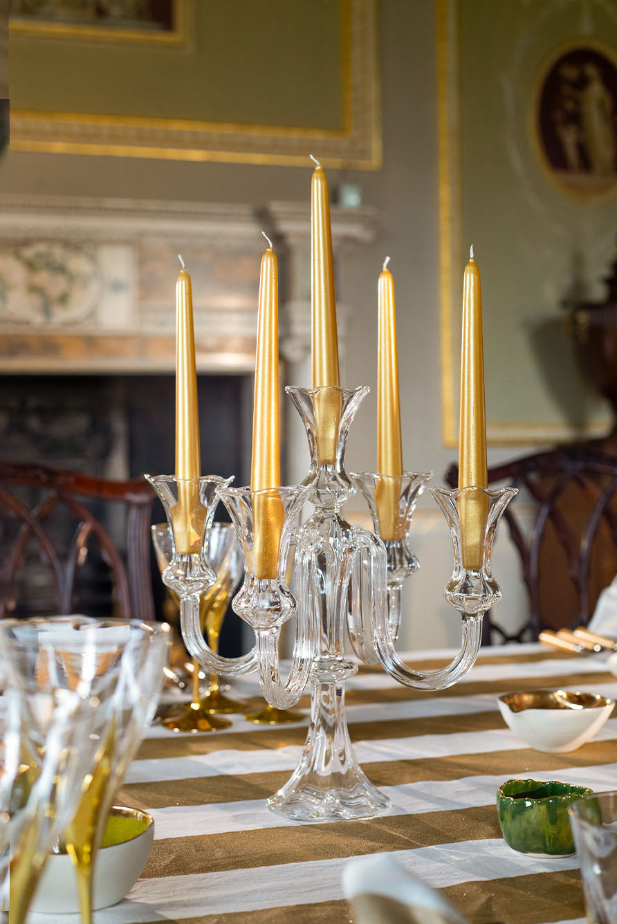 S&B Set of 2 Tapered Candles in Gold, 25cm