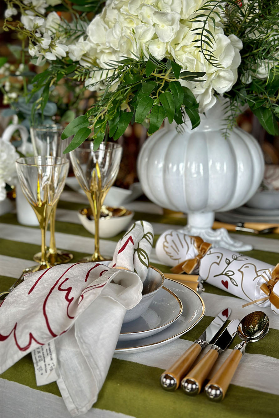Handmade Ceramic Bowl with Gold Rim, 13cm