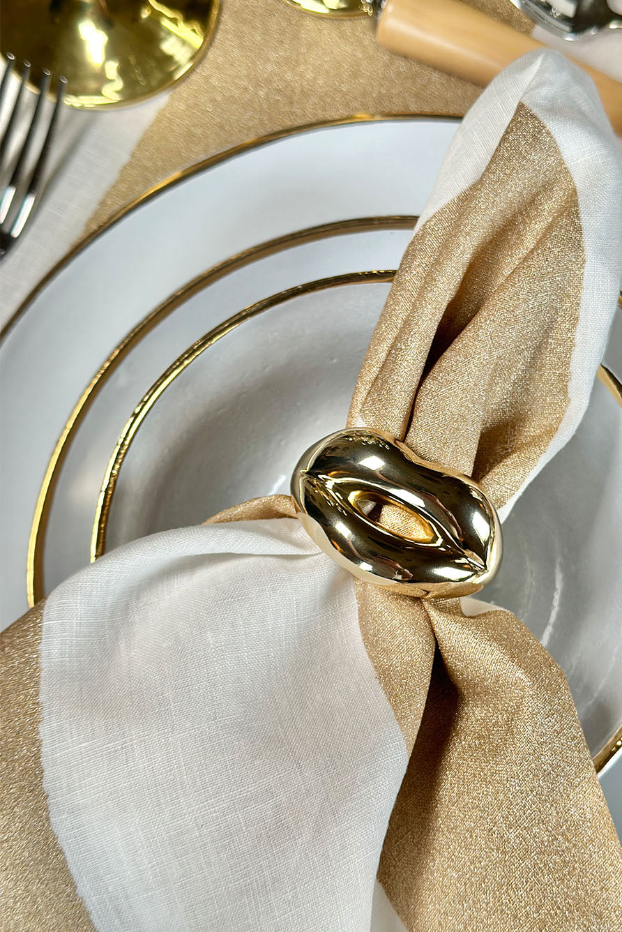 Handmade Ceramic Dinner Plate with Gold Rim, 26cm