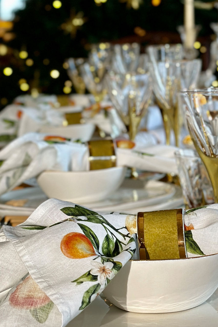 Handmade Ceramic Thick Gold Rim Green Napkin Ring