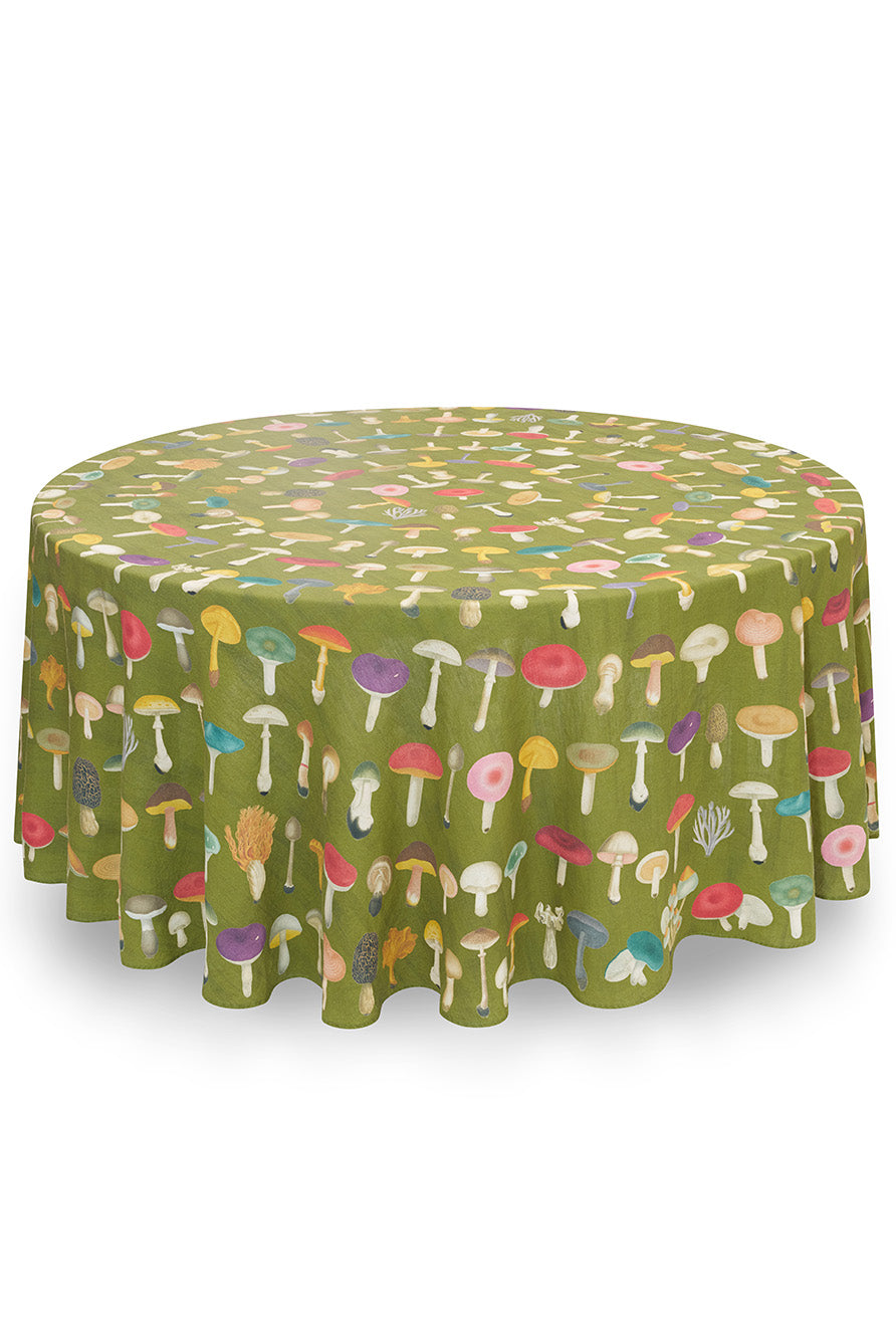 S&B x John Derian 'Green Fungi' Round Linen Tablecloth, 260cm