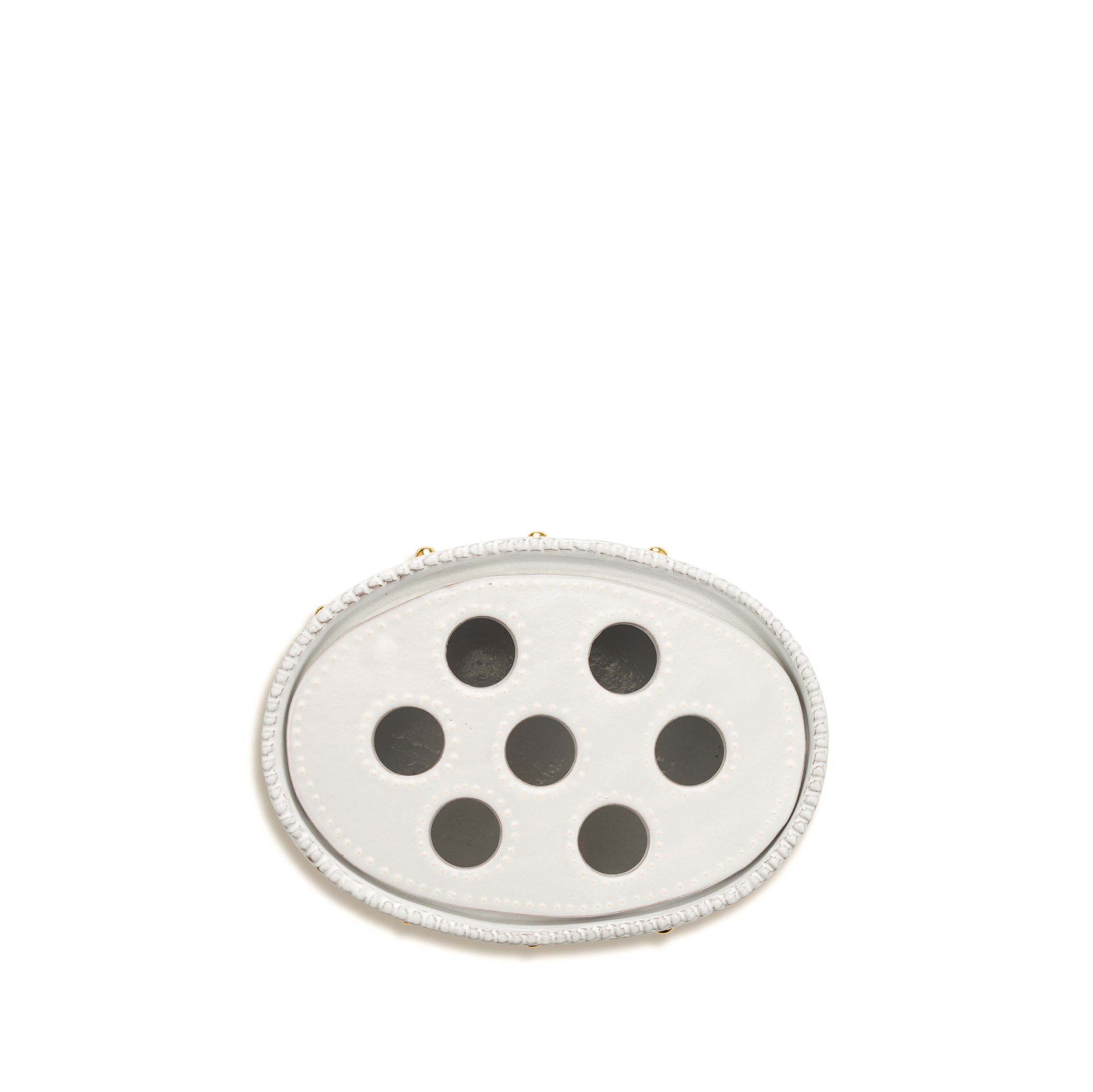 Green Laurel Tulipiere Vase with Gold Ornaments, 15cm