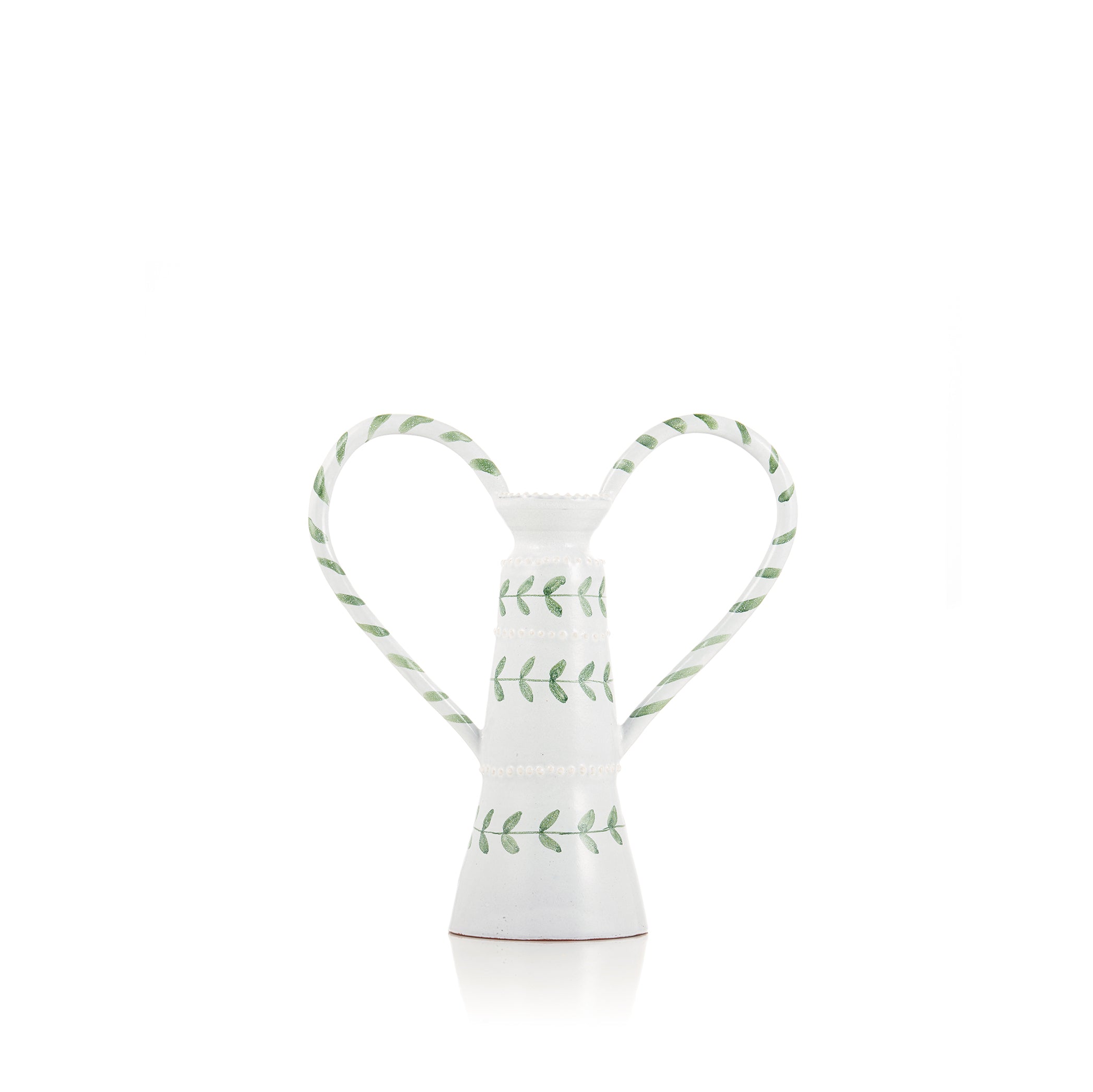 Green Laurel Stripe Handles Candle Holder, 20cm