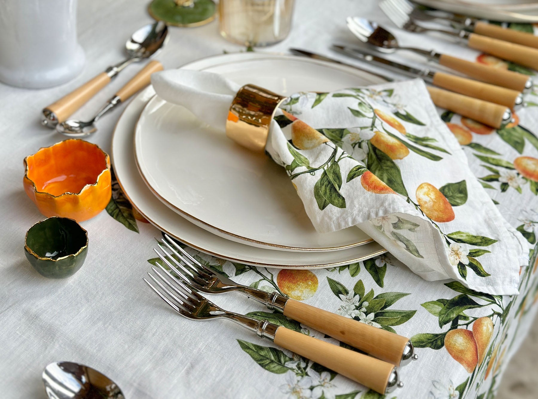 Gold Rim Green Pinch Pot, 7cm