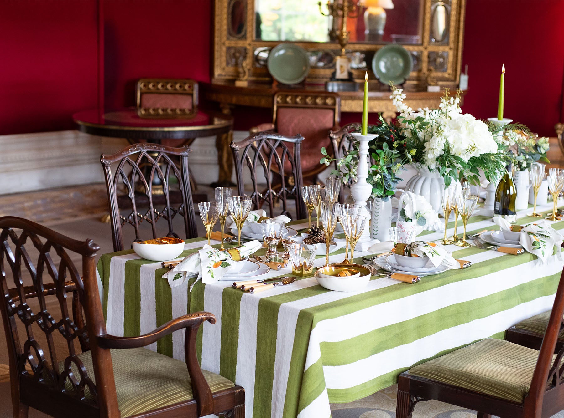 S&B Set of 2 Tapered Candles in Olive Green, 25cm