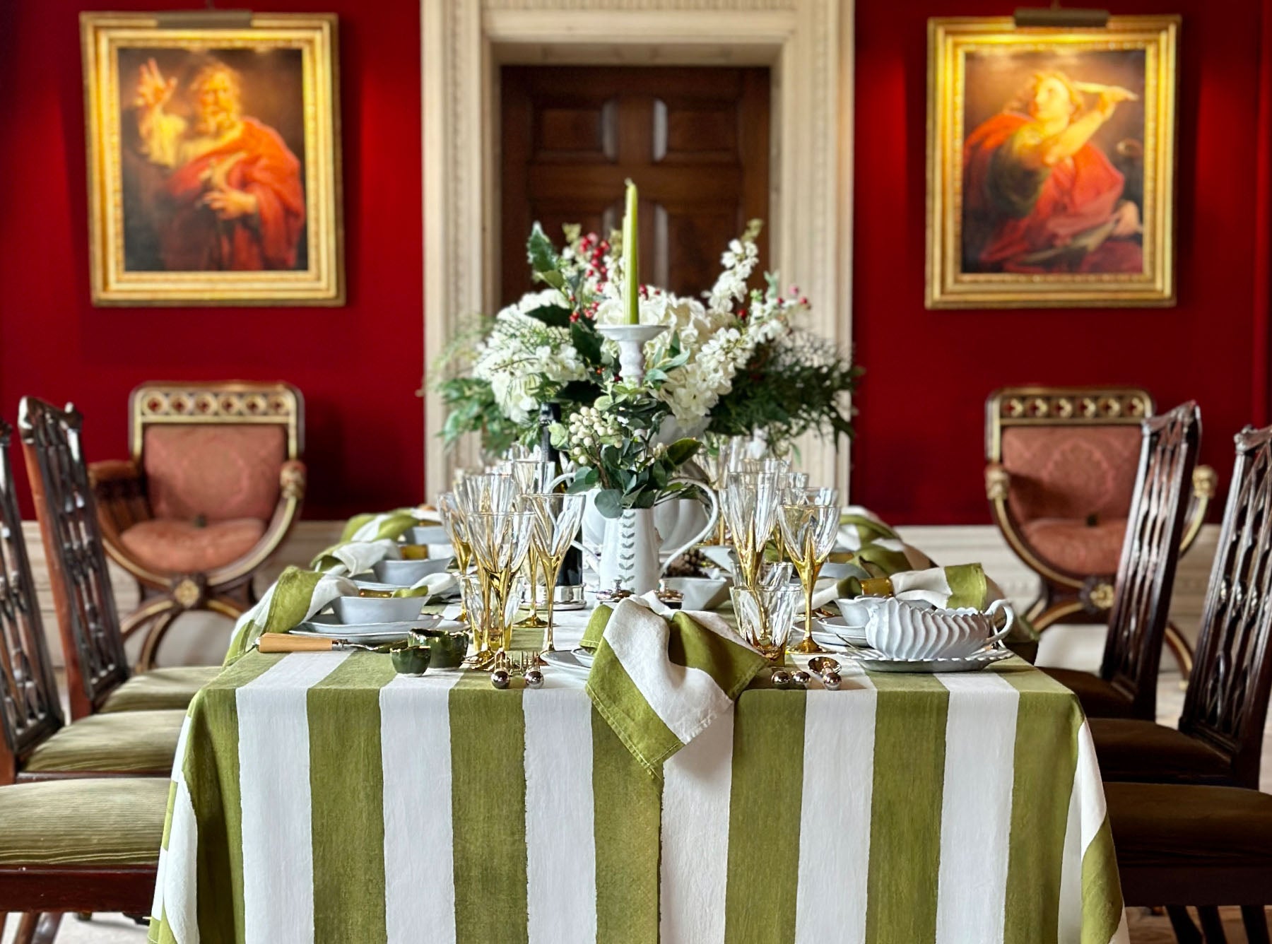 S&B Set of 2 Tapered Candles in Olive Green, 25cm