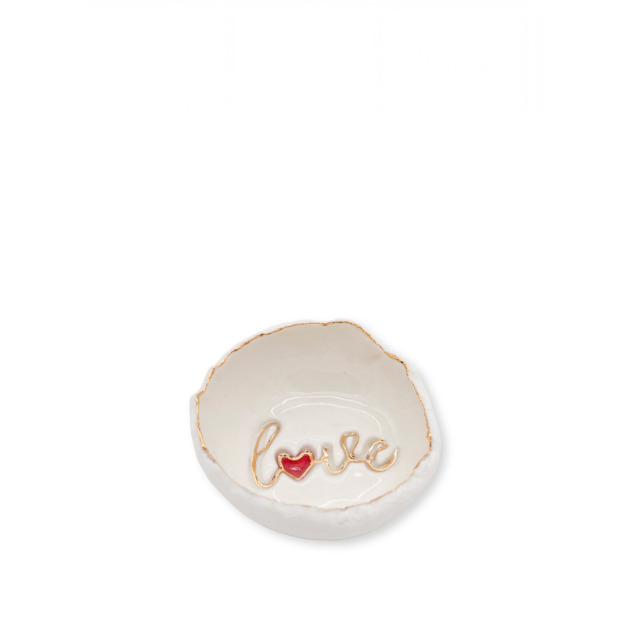 HB Jagged LOVE Bowl with Red Heart, 7cm