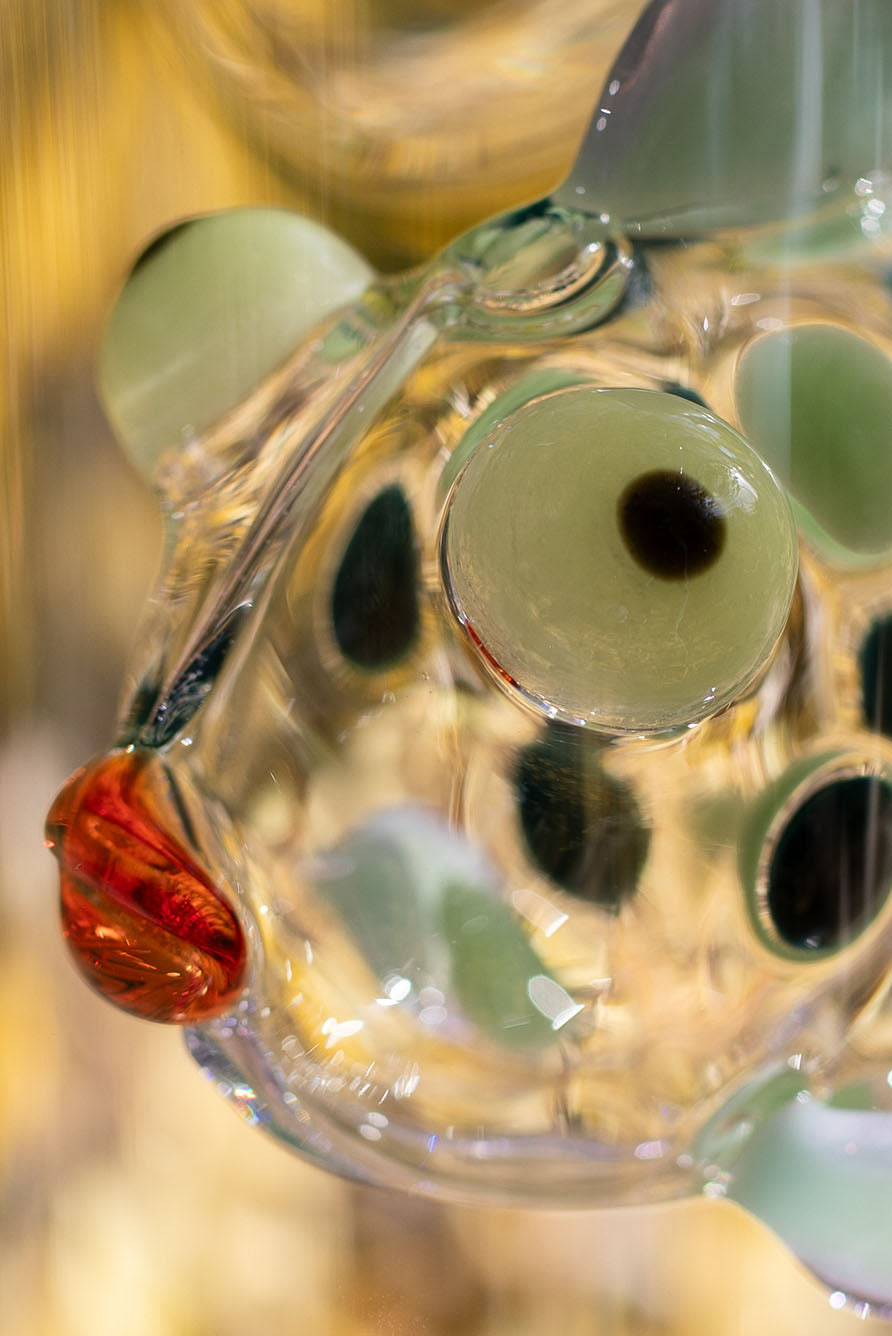 Handblown Dot Fish Carafe, 24.5cm