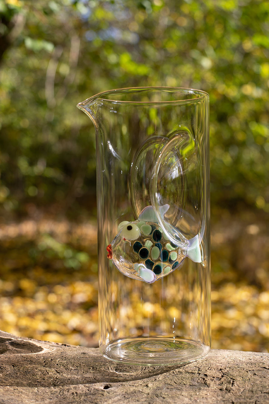 Handblown Dot Fish Carafe, 24.5cm
