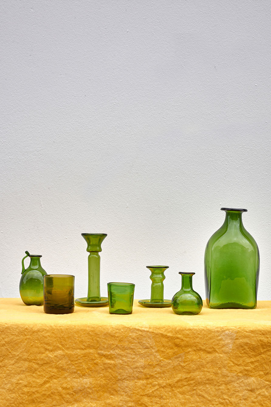 Handblown Glass Candlestick with Handle in Clear, 20cm