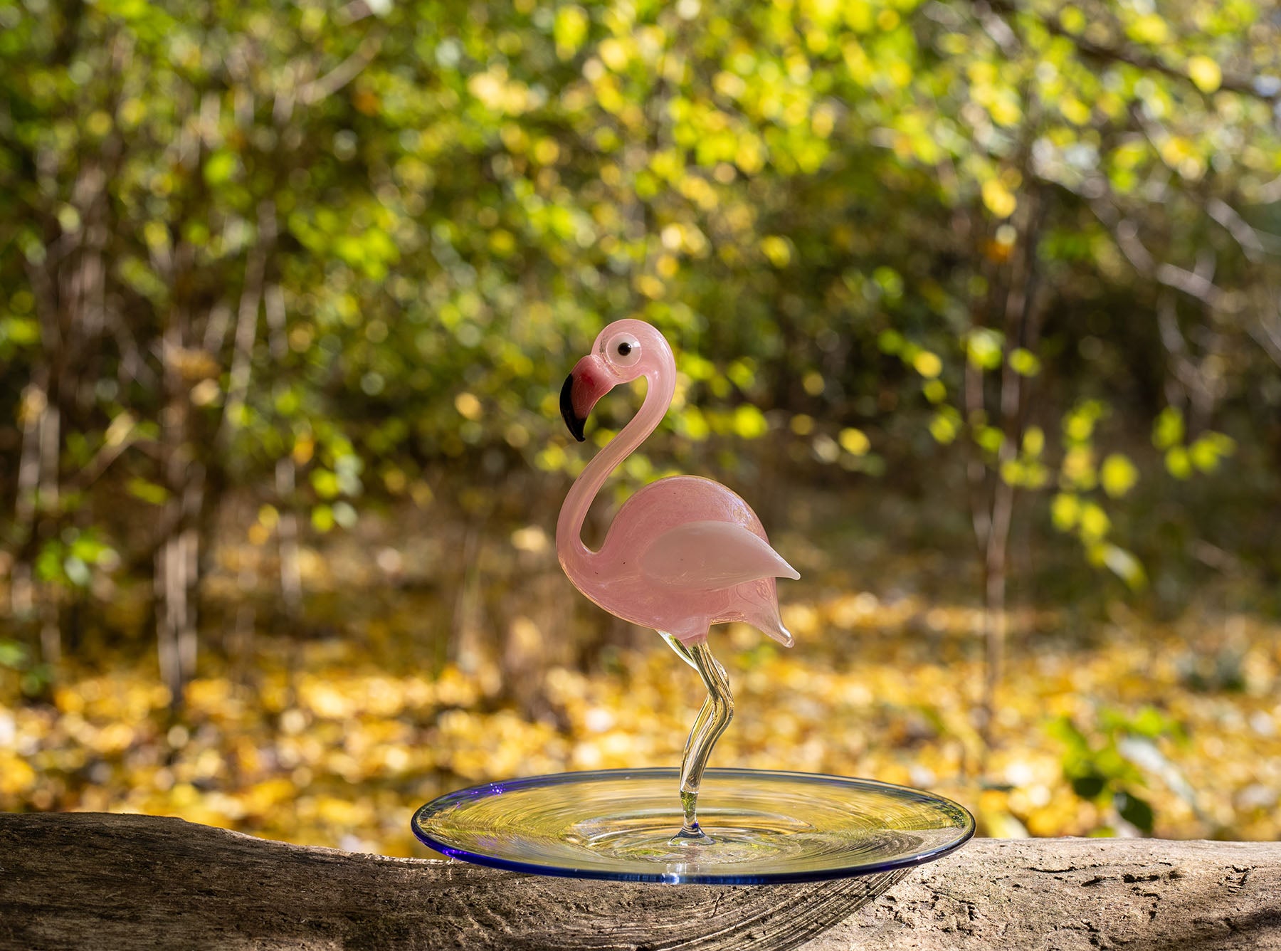 Handblown Glass Flamingo Small Platter, 21cm