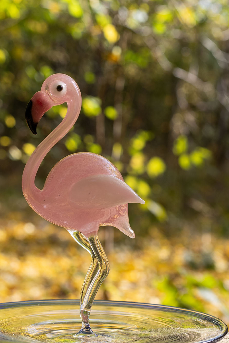 Handblown Glass Flamingo Small Platter, 21cm