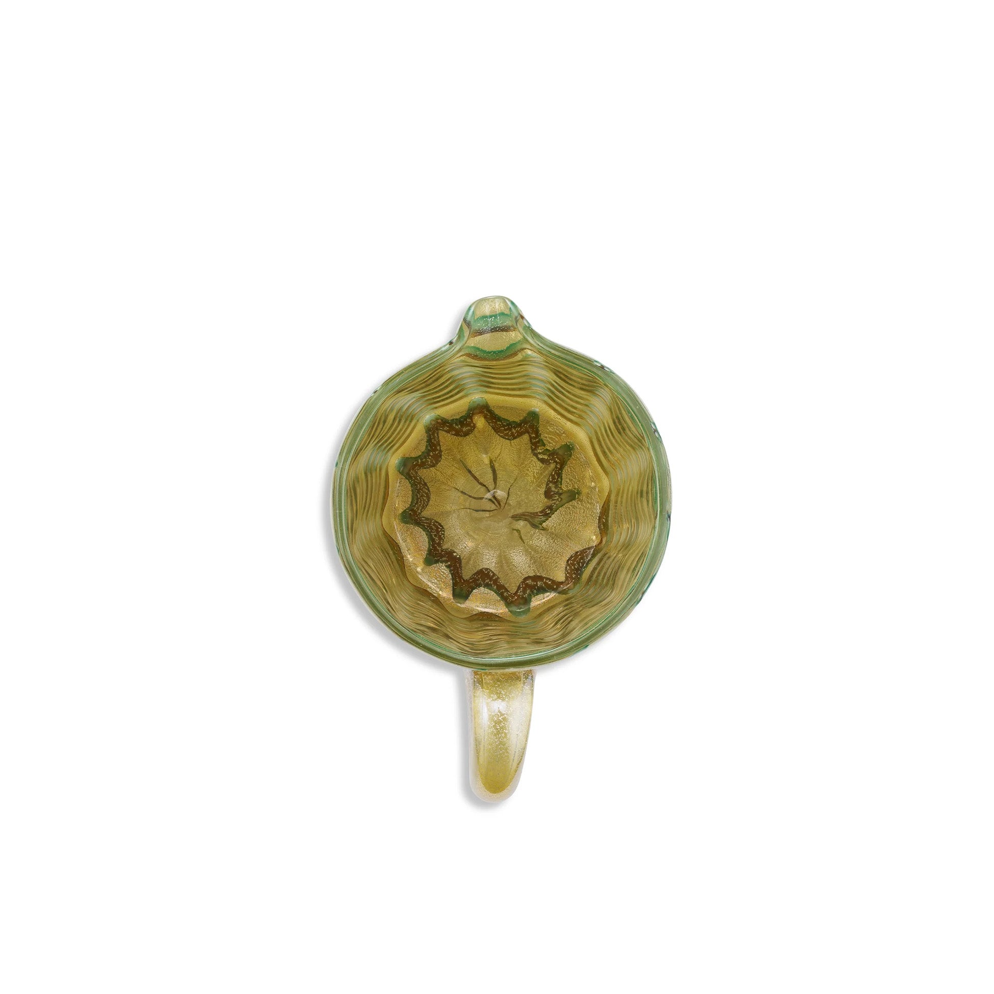 Handblown Murano Glass Wave Jug in Green & Gold