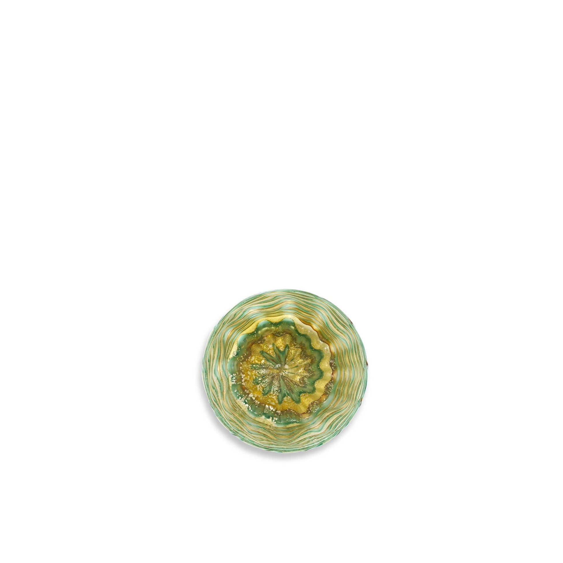 Handblown Murano Glass Wave Tumbler in Green & Gold