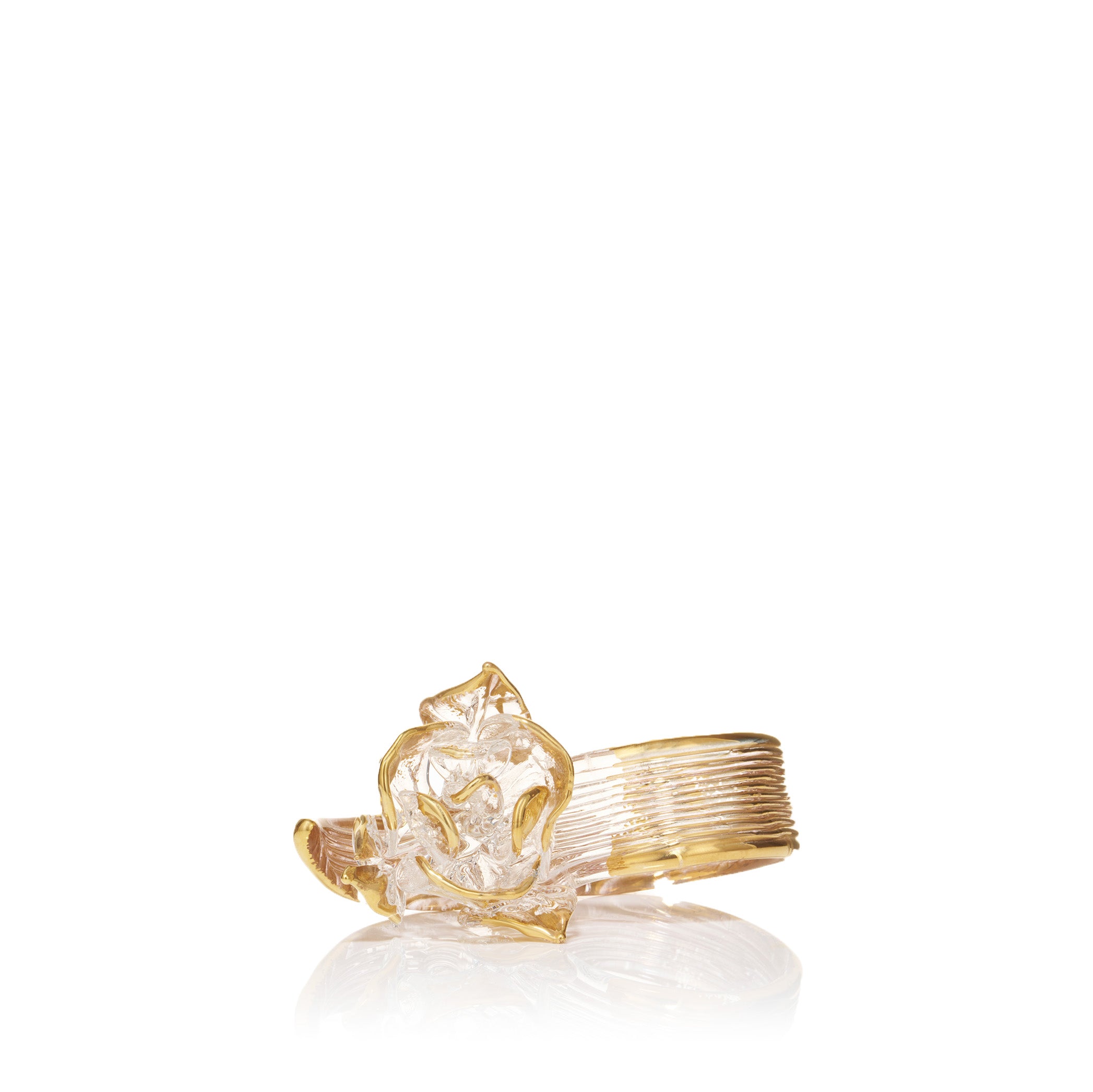 Handblown Glass Rose Napkin Ring in Gold