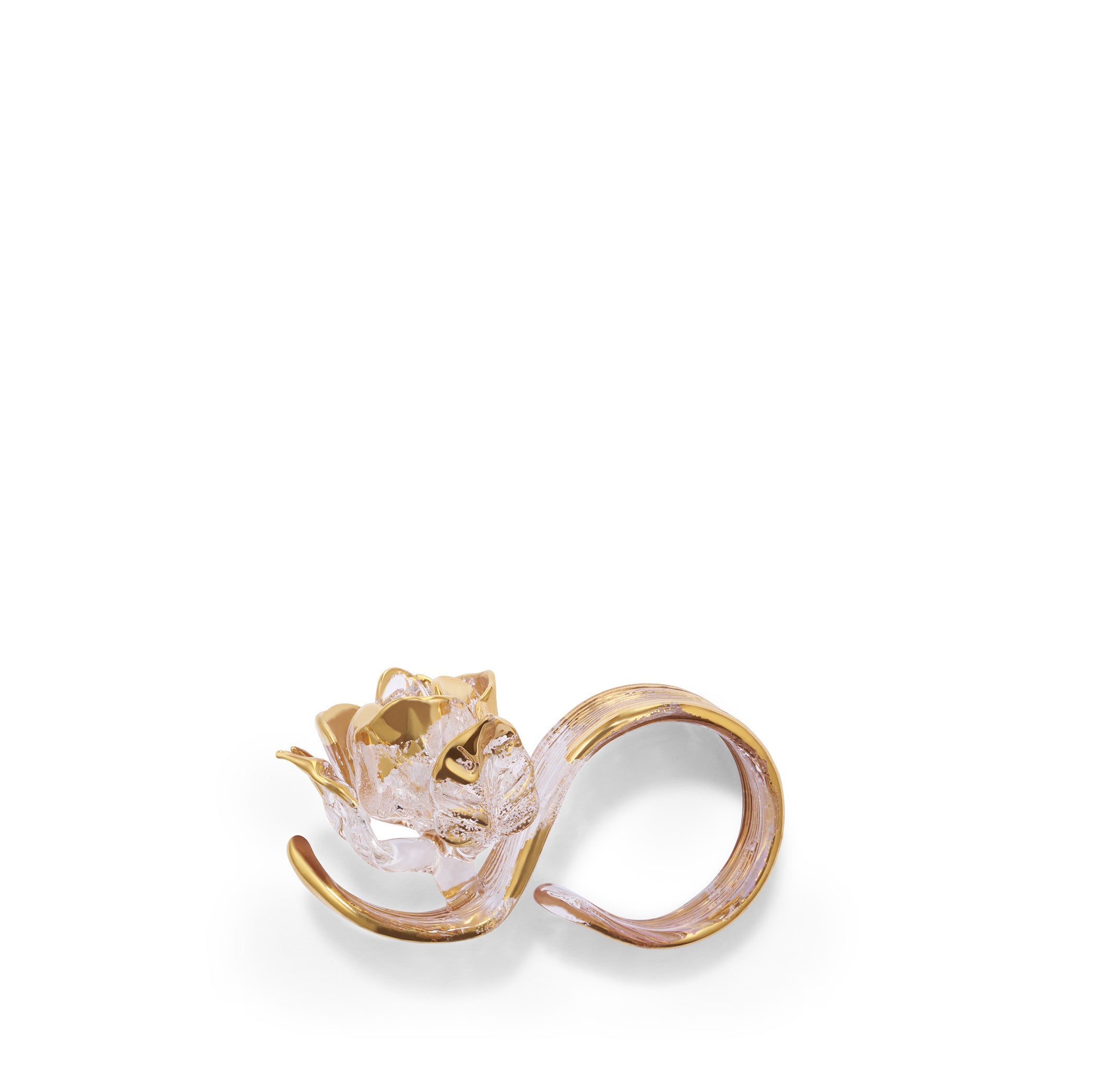 Handblown Glass Rose Napkin Ring in Gold