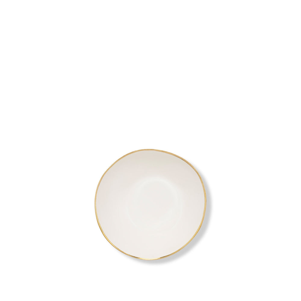 Handmade Ceramic Bowl with Gold Rim, 13cm