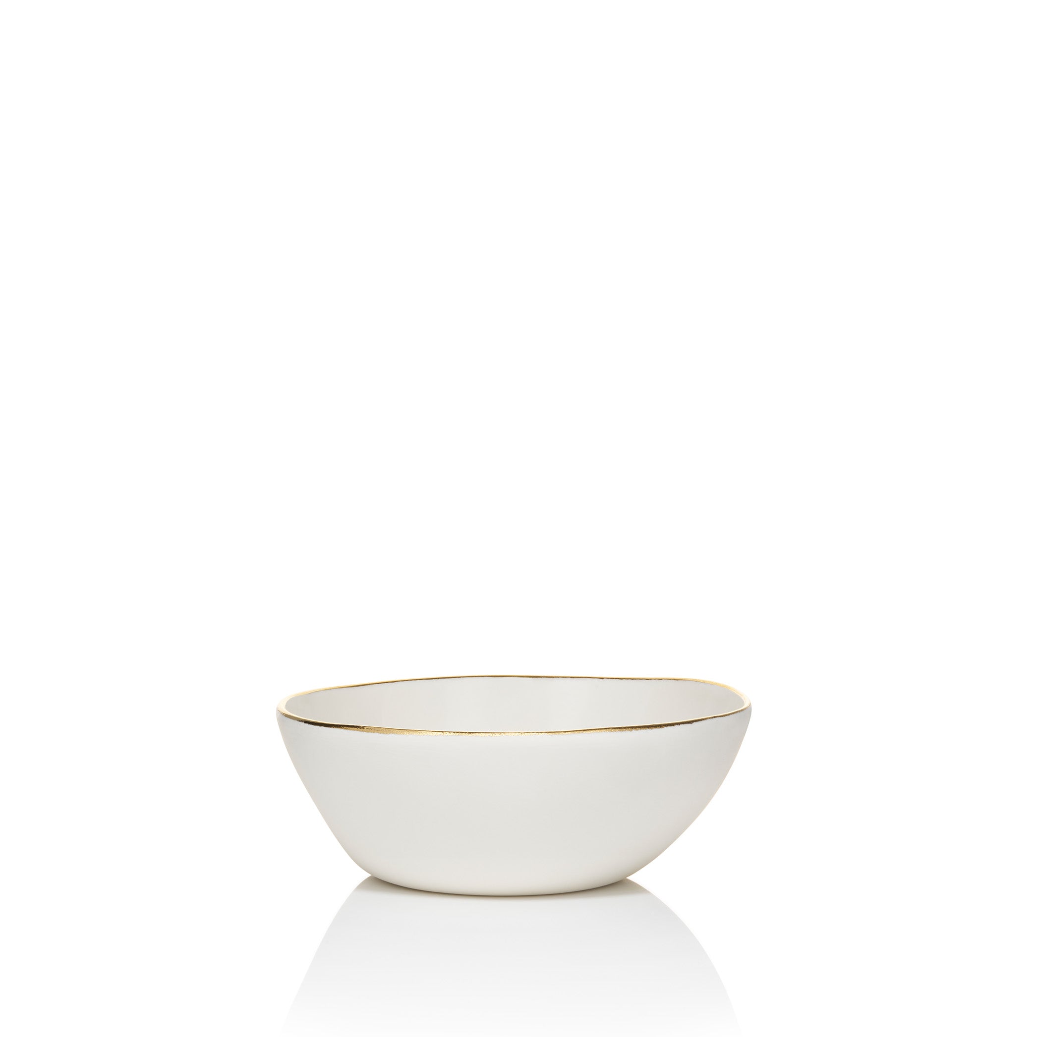 Handmade Ceramic Bowl with Gold Rim, 13cm
