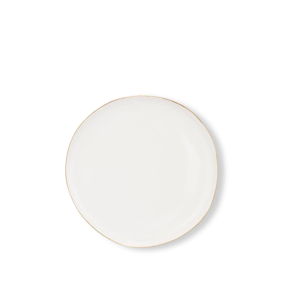 Handmade Ceramic Dinner Plate with Gold Rim, 26cm