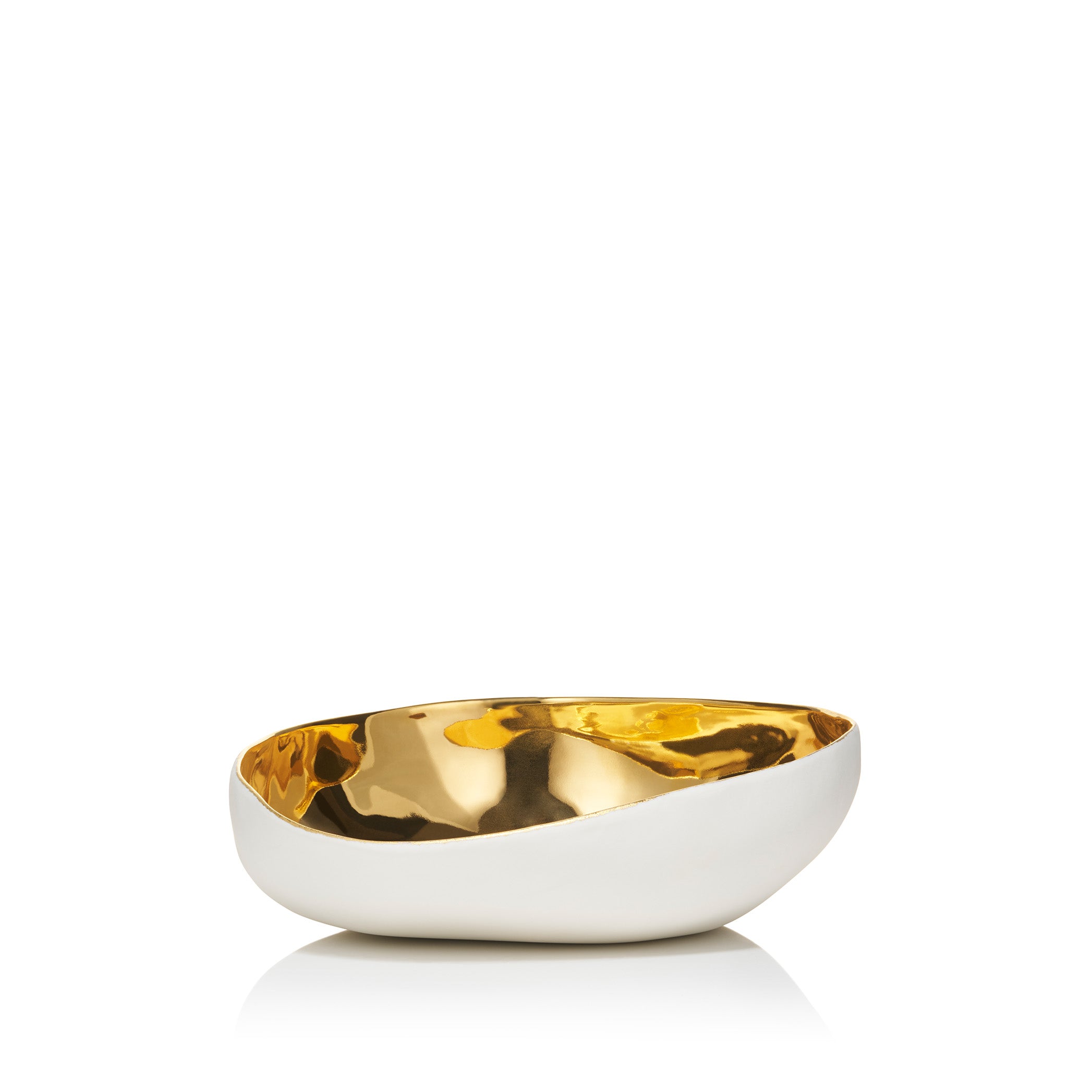 'Handmade Ceramic Pebble Bowl with Gold Glaze, 22cm