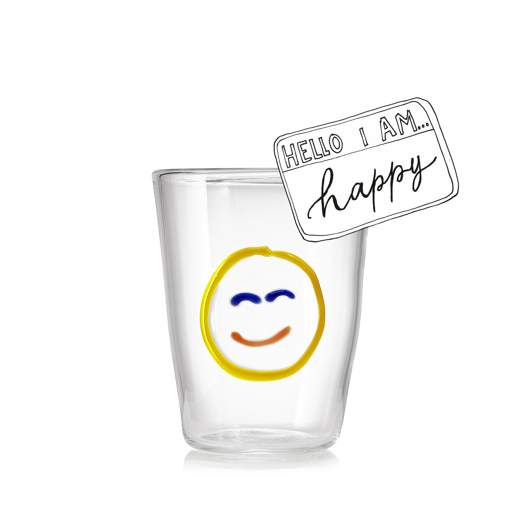 Handblown Glass 'Happy' Mood Tumbler