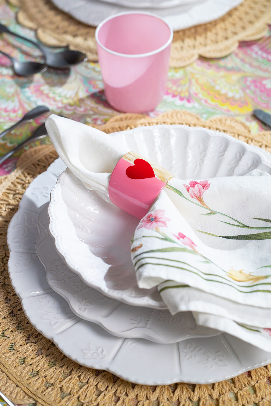 S&B Heart Pink Lacquer & Horn Napkin Ring
