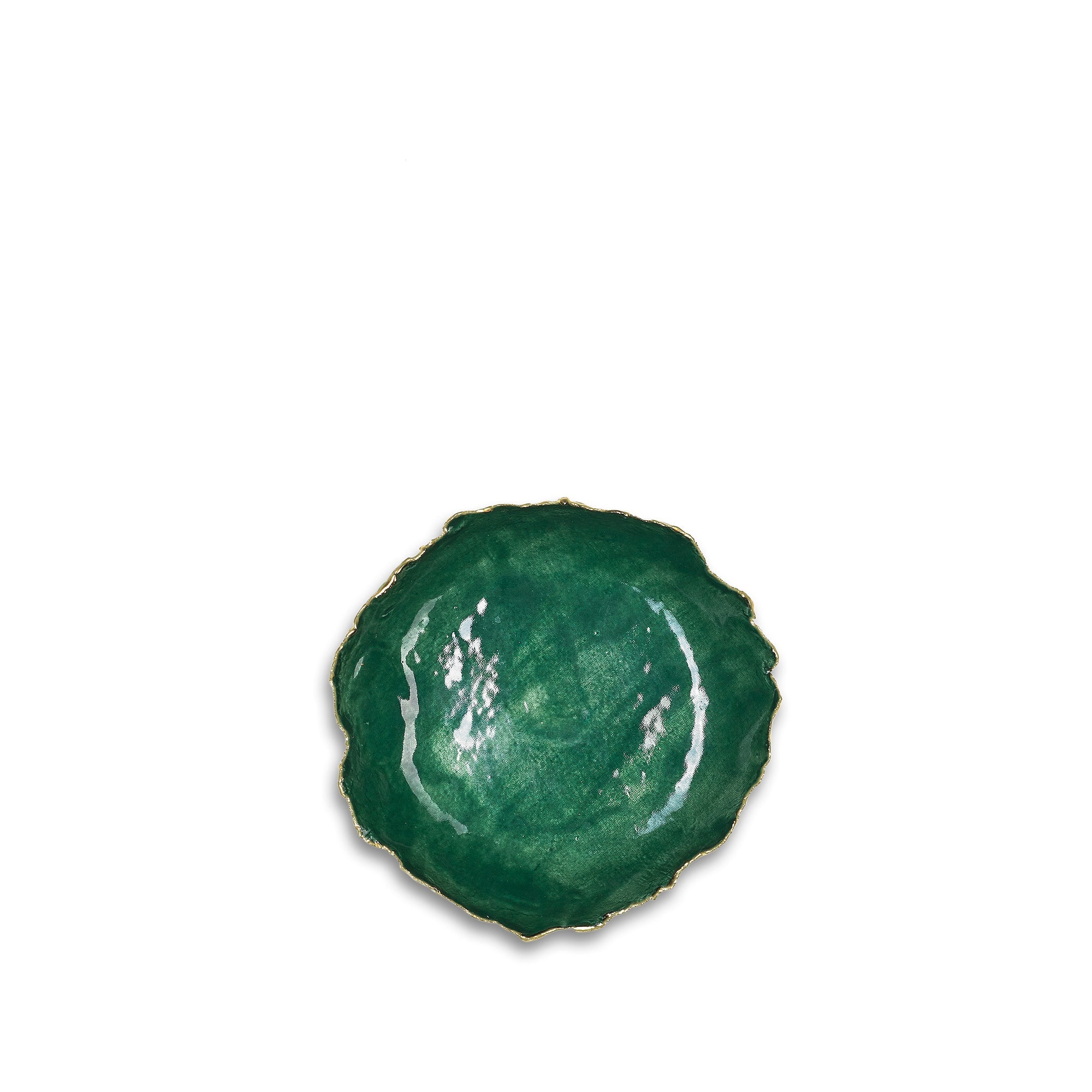 HB Jagged Bowl Green with Gold Edge, 7cm