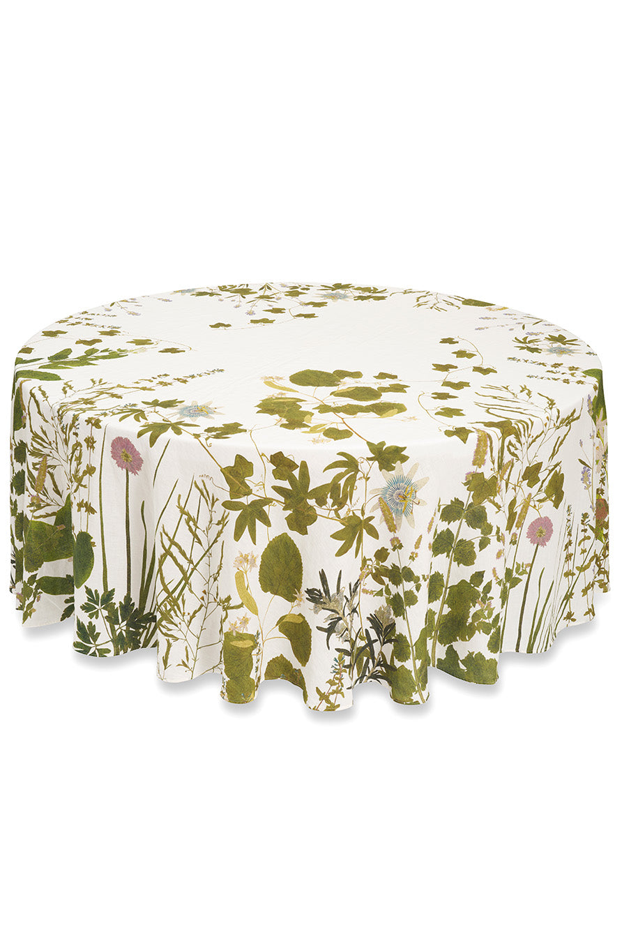 'Herb Garden' Round Linen Tablecloth, 260cm
