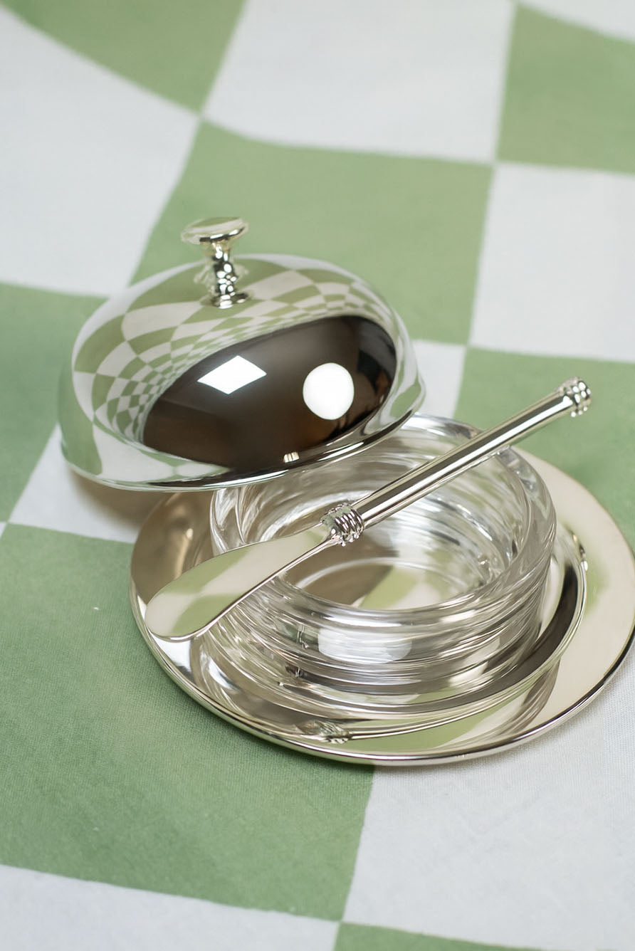 Silver Plated Butter Dish & Knife, 14cm